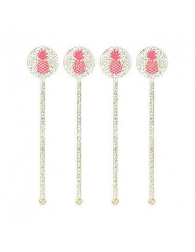 Pink Pineapple Drink Stirrers 18ct