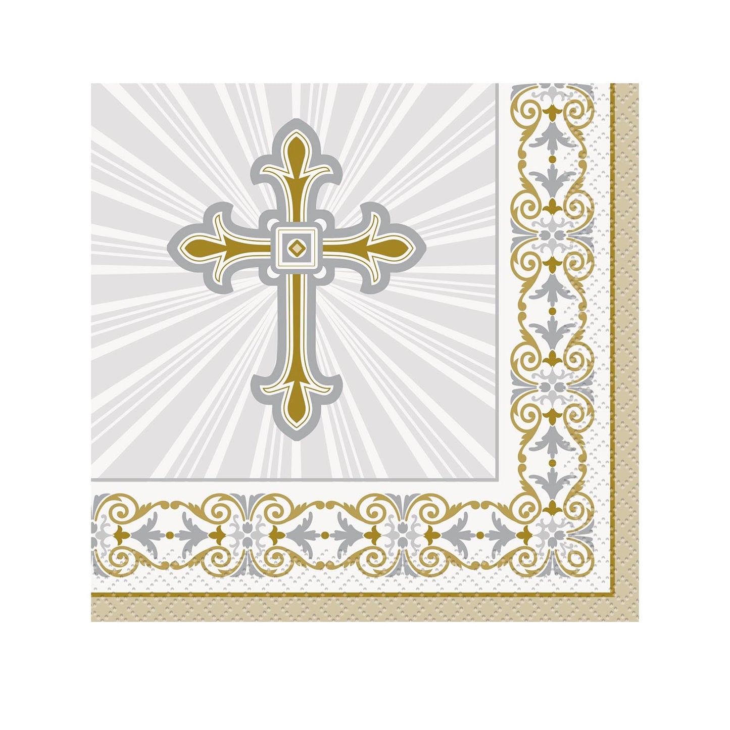 Radiant Cross Gold and Silver Beverage Napkins 16ct