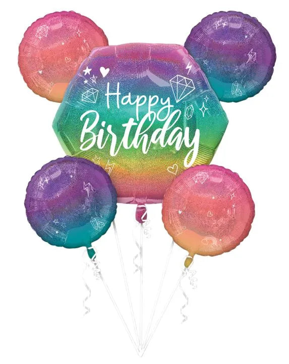 Anagram Sparkie Happy Birthday 5ct Balloon Bouquet