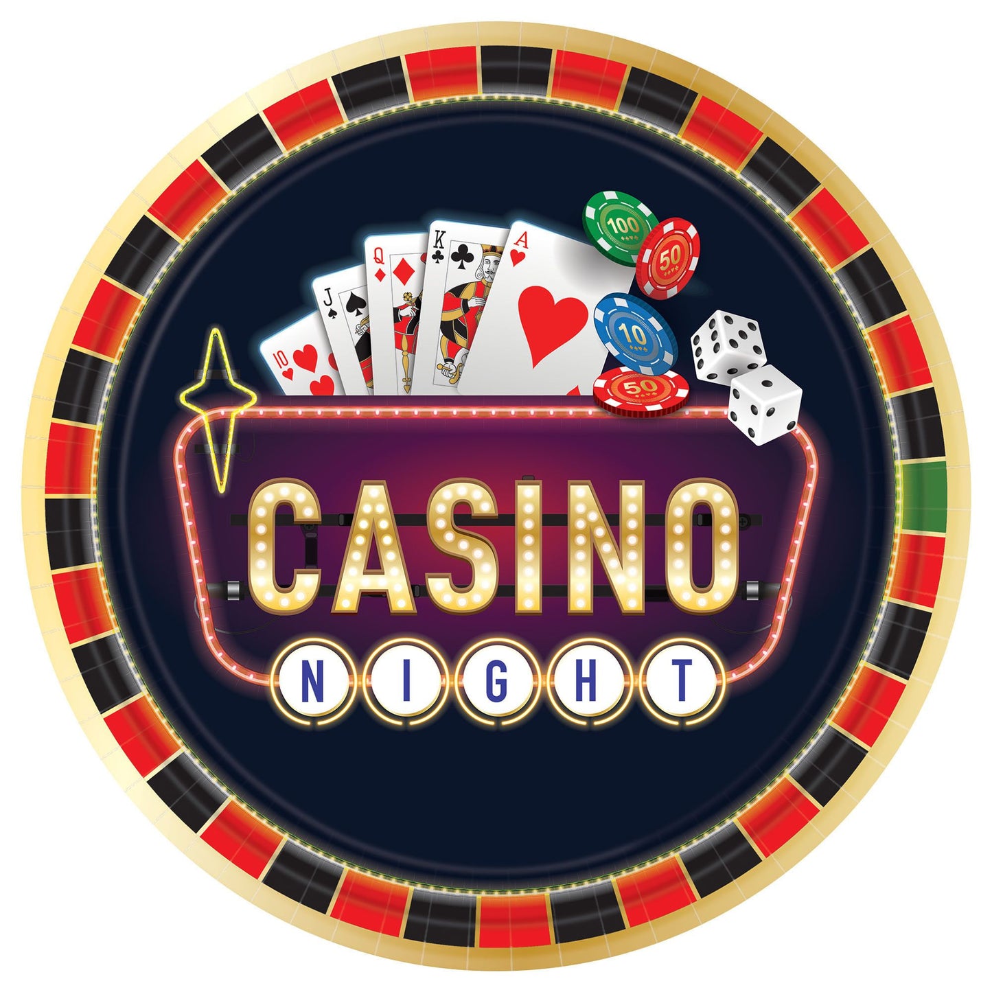 Roll The Dice Round Plates, 10 1/2" 8ct