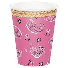 Pink Bandana Cowgirl 9oz Cups 8ct