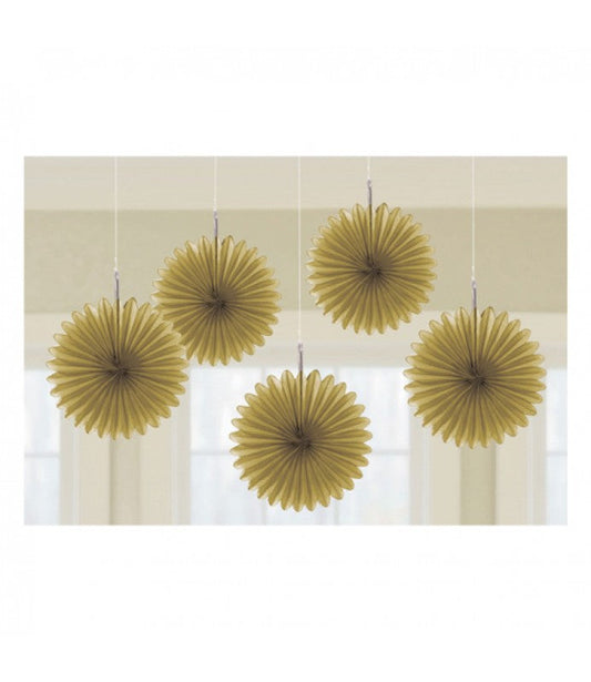 Gold Mini Hanging Fans 5ct