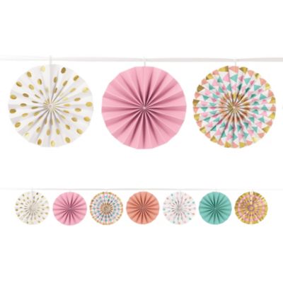 Mini Paper Fan Pastel Confetti Garland 12ft