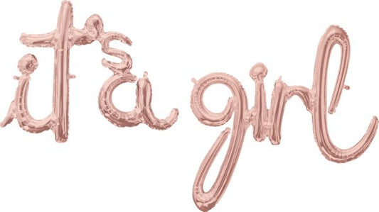 Anagram 27" Phrase Script Its A Girl - Rose Gold