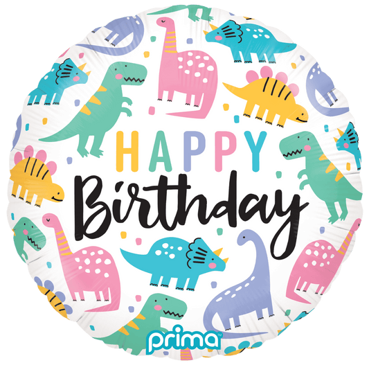 18” Round Birthday Colorful Dinos