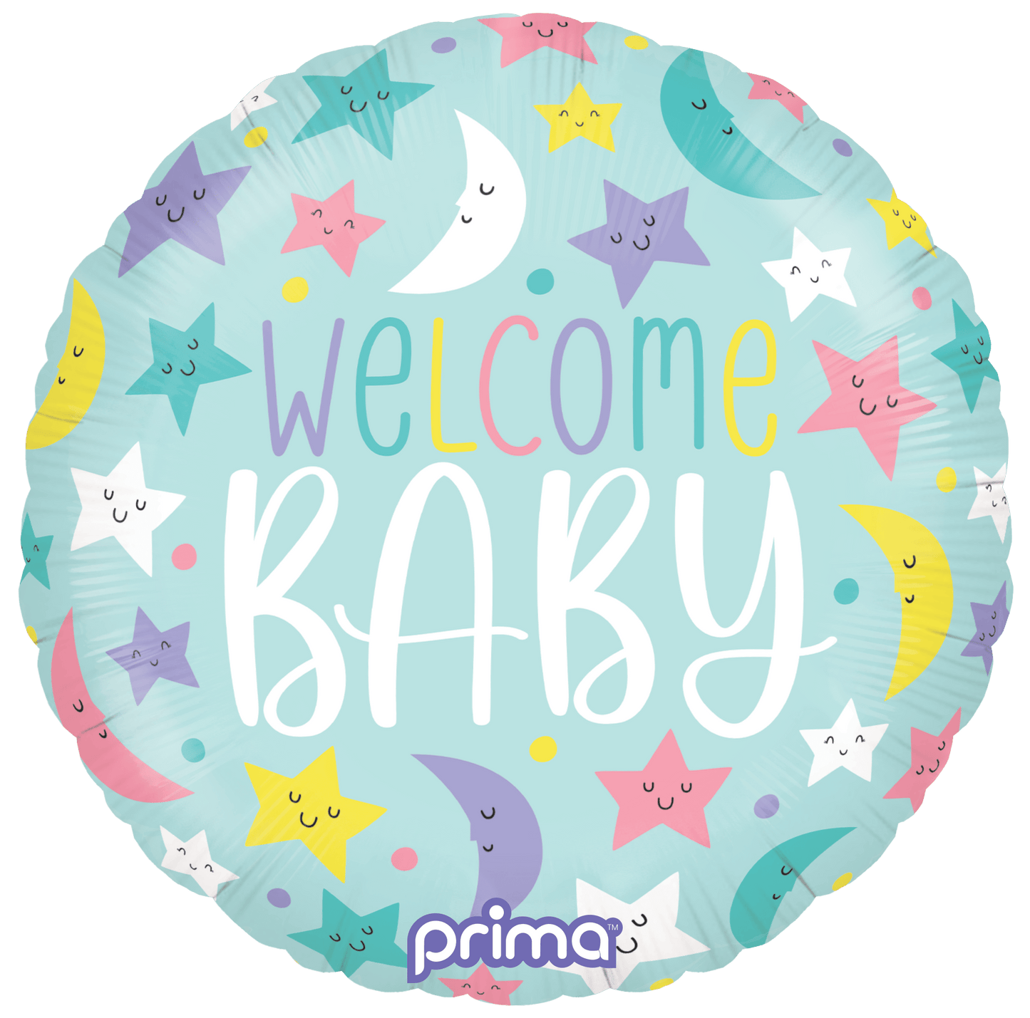 18” Round Welcome Baby Moons & Stars