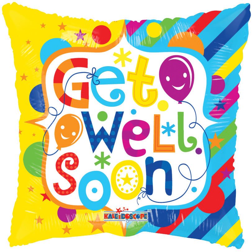 Conver USA 18" Get Well Soon Yellow n Blue Balloon