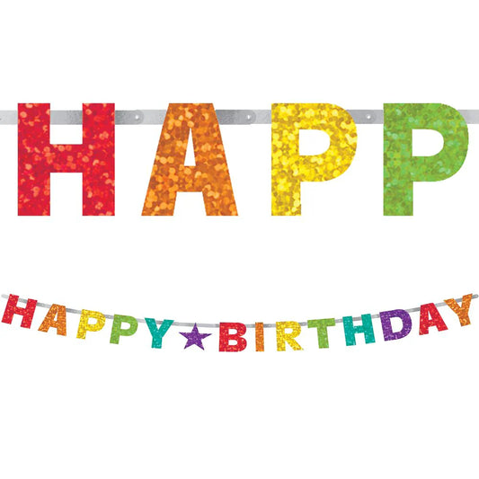 Birthday Accessories Rainbow Prismatic Letter Banner 7.8ft