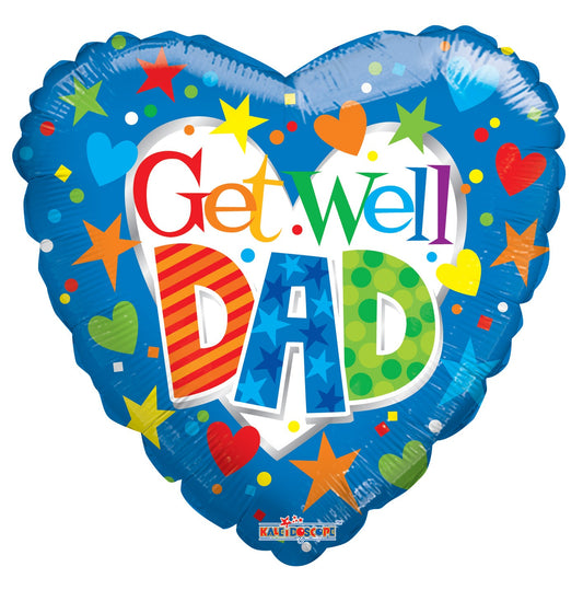 Conver USA 18" Get Well Dad Blue Heart Balloon