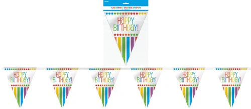 Rainbow Birthday Flag Banner 12ft