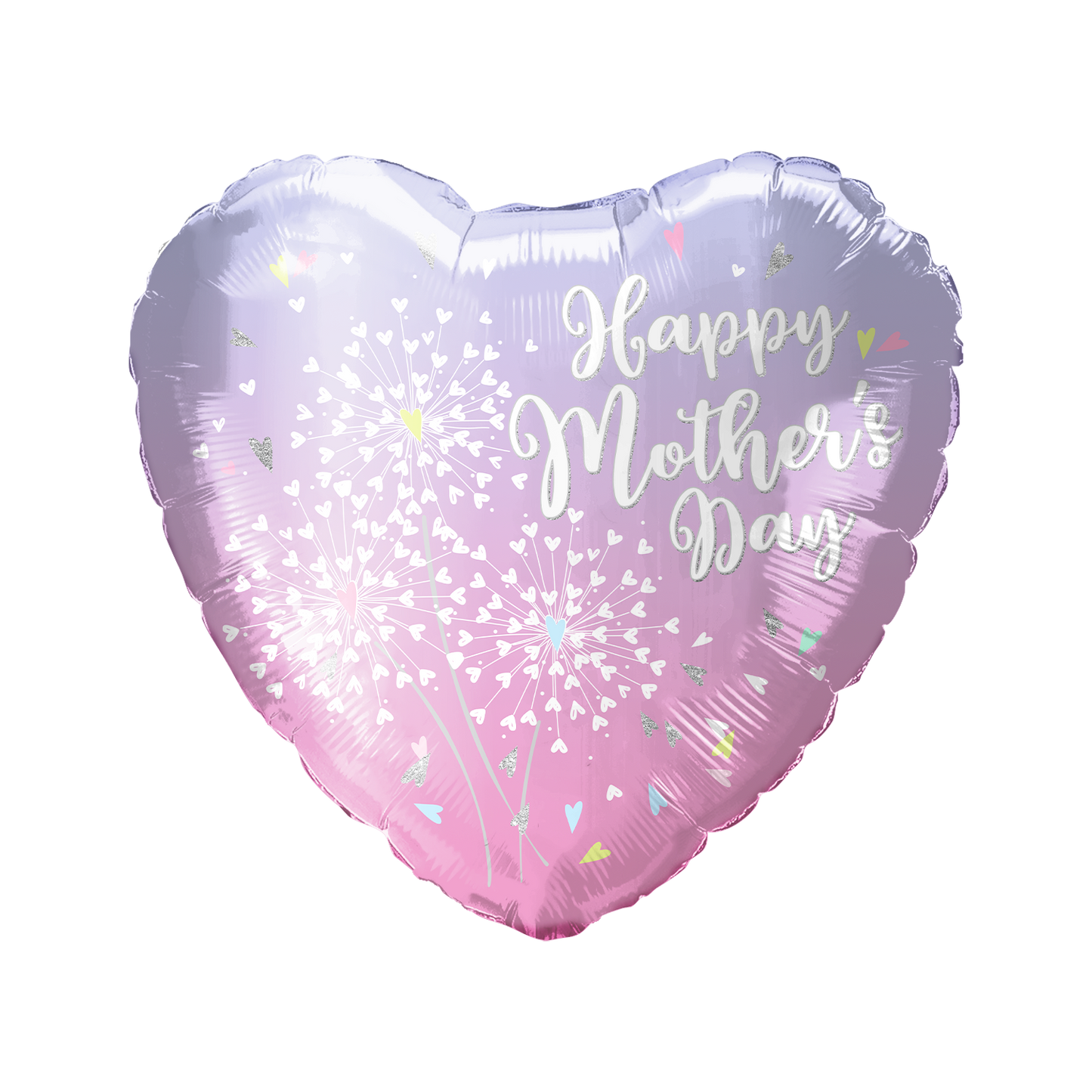 Party America 18" Happy Mother's Day Dandelions Heart Balloon Pack of 50