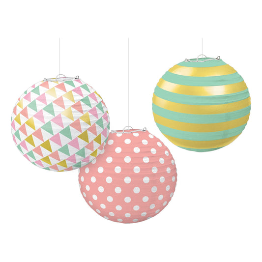 Round Pastel Paper Lanterns 3pc