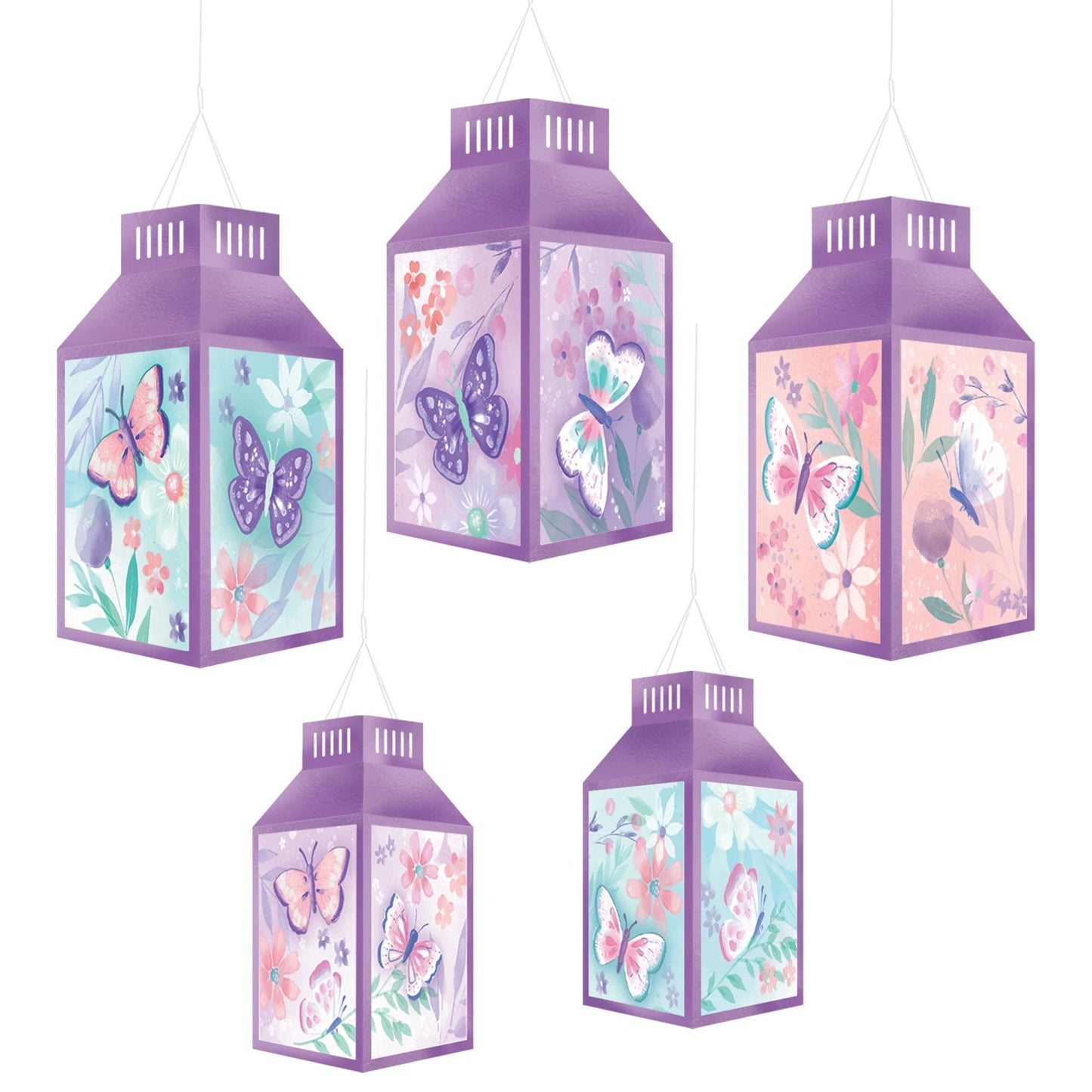 Flutter Hot Stamped Paper Lanterns 5pc