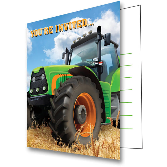 Tractor Time Invitations 8ct