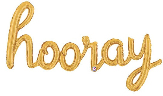 Betallic 44" Hooray Gold Script Balloon