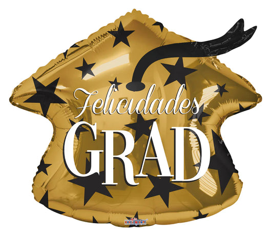 ConverUSA 18"  FELICIDADES GRAD CAP FOIL Balloon-Flat