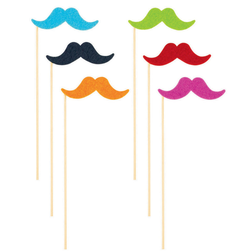 Moustache On a Stick 6pc Photo Props