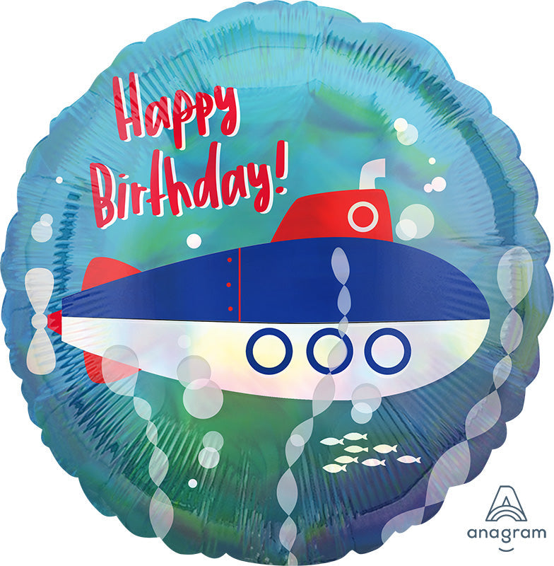 Anagram 18" Iridescent Happy Birthday Submarine Balloon