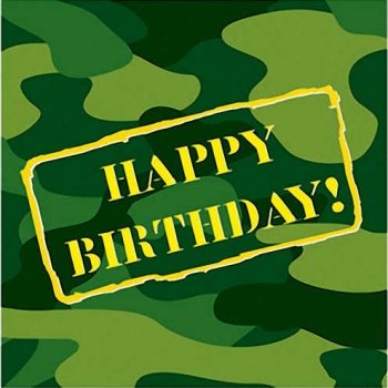 Camo Gear Happy Birthday 16 Count Lunch Napkins