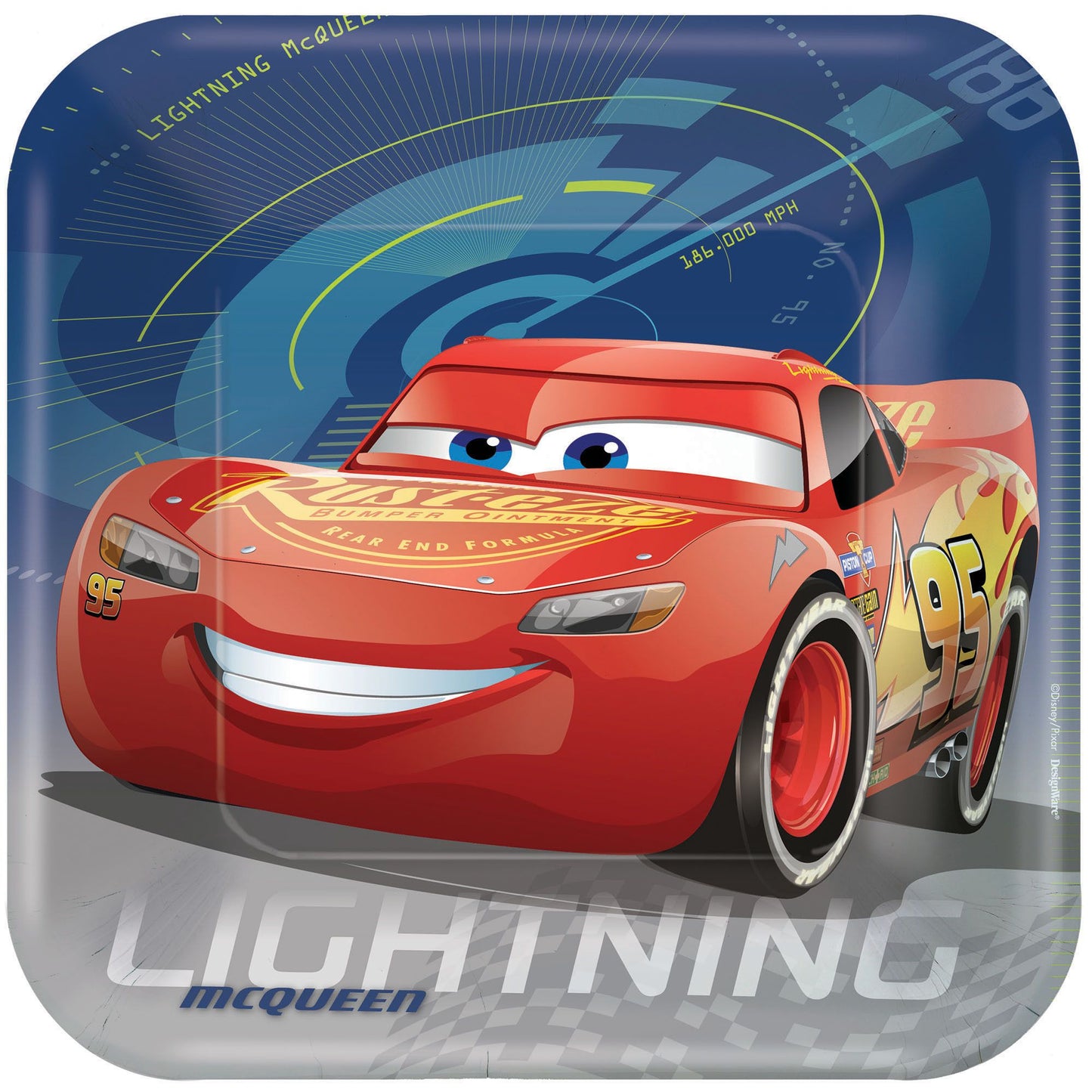 ©DISNEY CARS 3 Square Plates, 9" 8ct