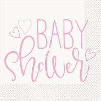 Pink Hearts Baby Shower Luncheon Napkins 16ct