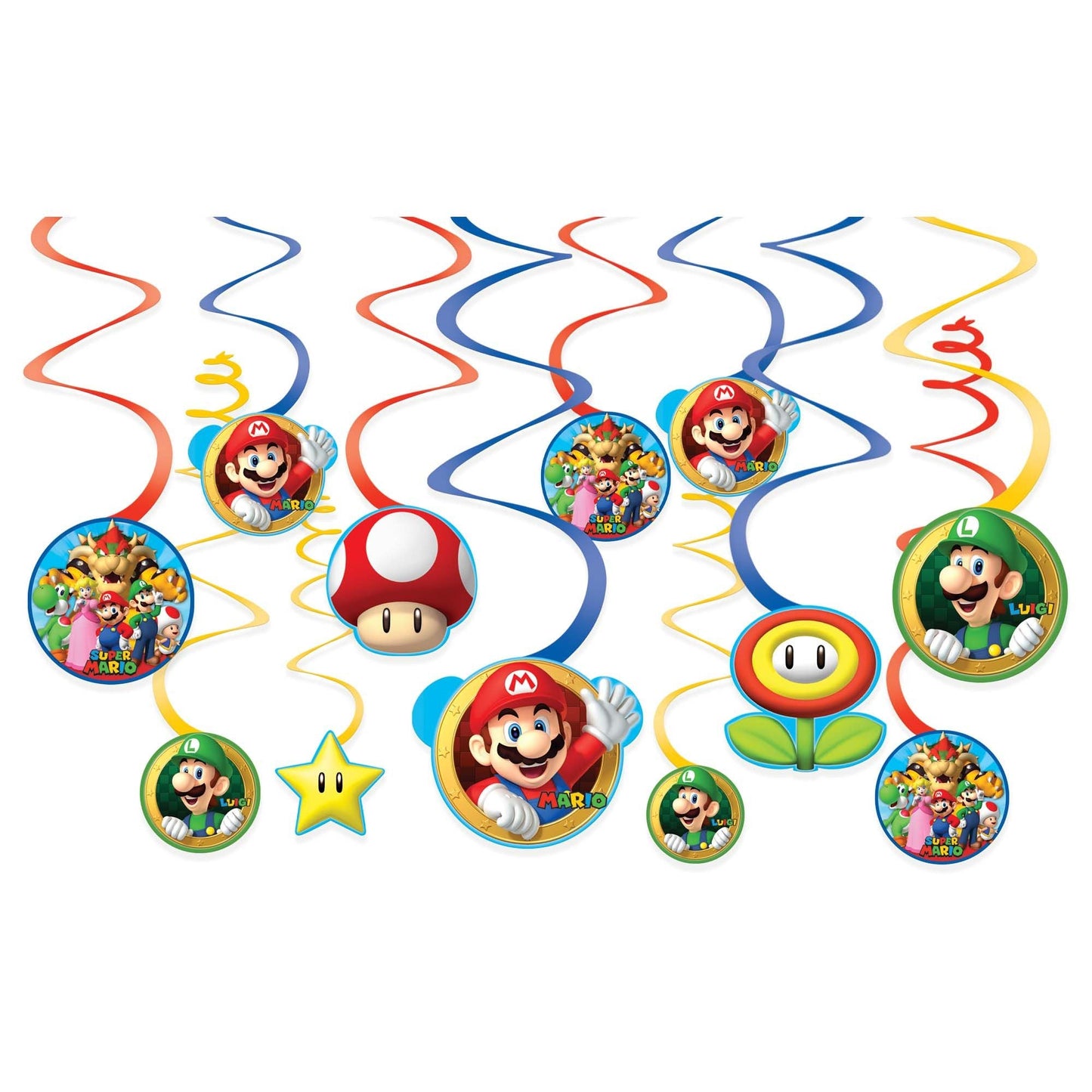 Super Mario Brothers™ Value Pack Foil Swirl Decorations