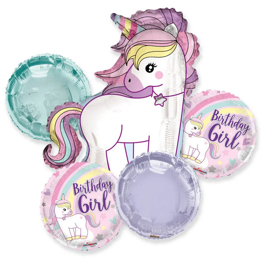 ConverUSA Unicorn Birthday Girl Balloon Bouquet 5pc-Pk