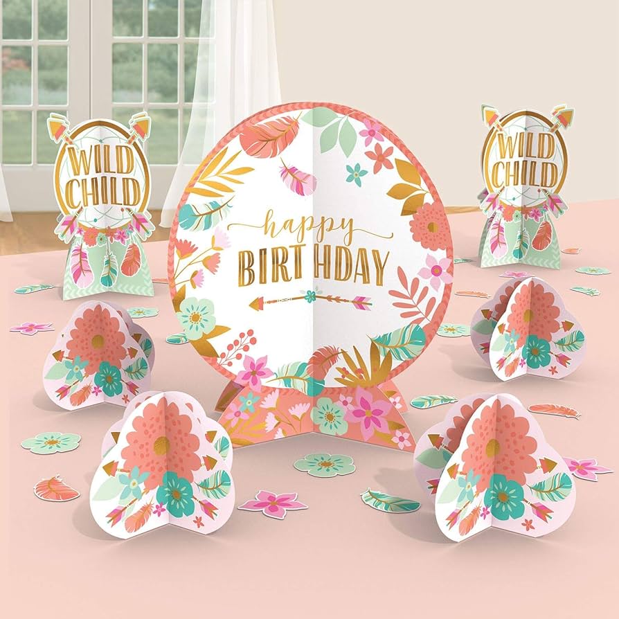 Boho Girl 1st Birthday Table Decorating Kit