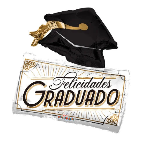 ConverUSA 28" Felicidades Graduado Cap & Diploma Balloon-Flat