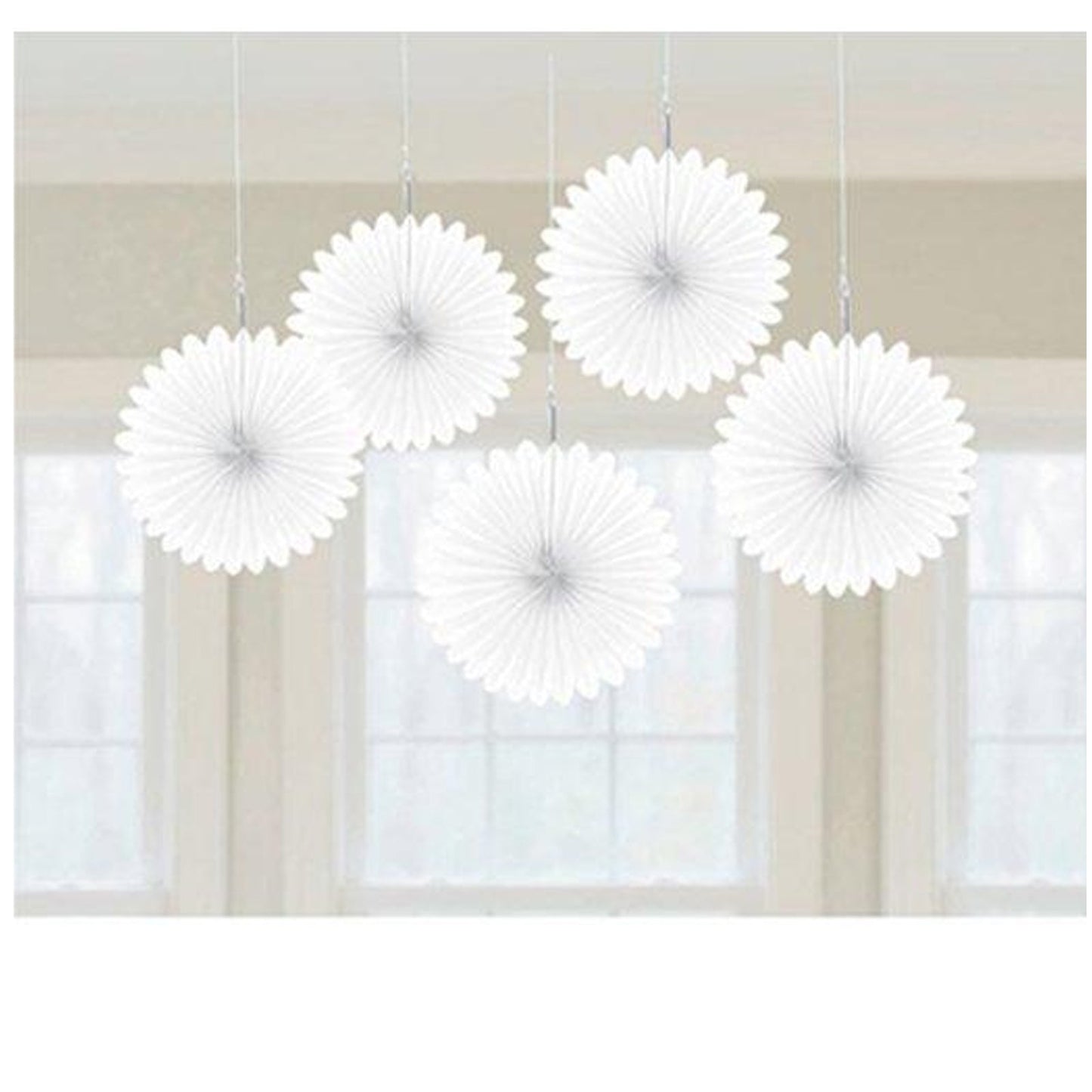 White Mini Hanging Fans 5ct