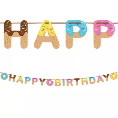 Donut Time Happy Birthday Banner 8.5ft