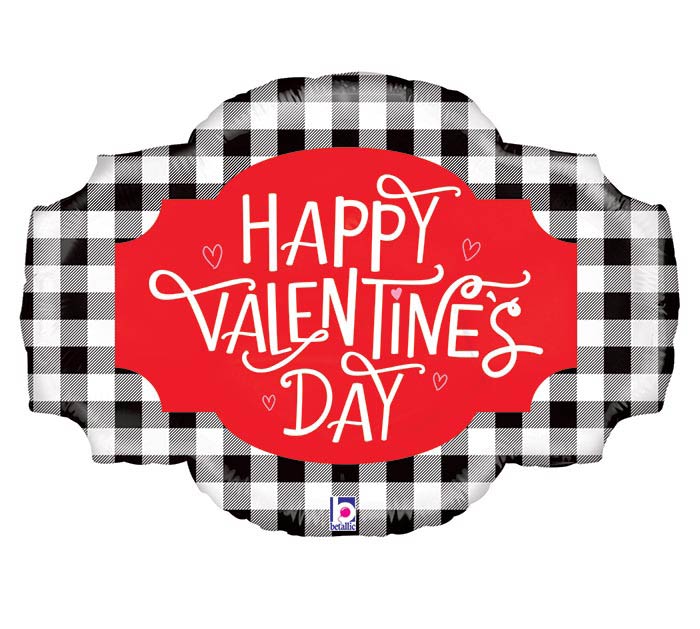 Betallic 32" Buffalo Plaid Valentine Foil Balloon