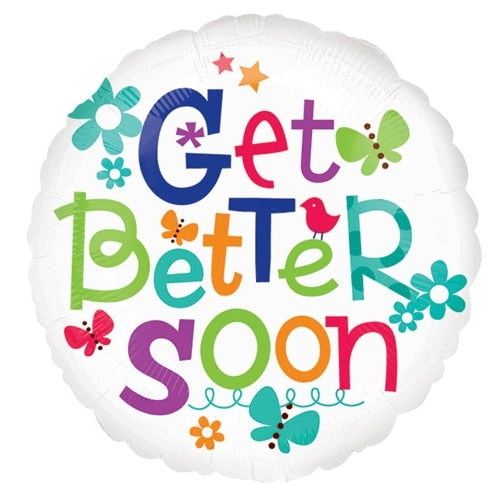 ValueLine18" Get Well Birds & Butterflies Balloon