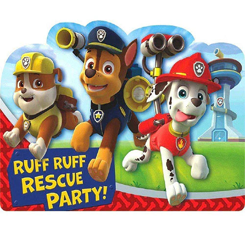 Paw Patrol 8 Invitation Cards