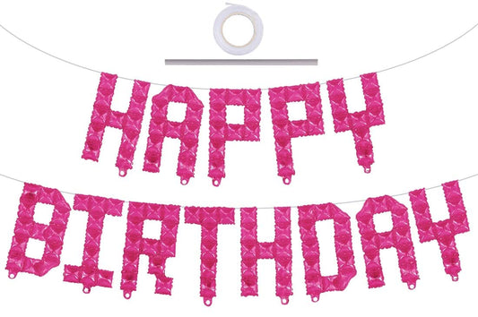 Happy Birthday 16" Pink Lego Foil Banner