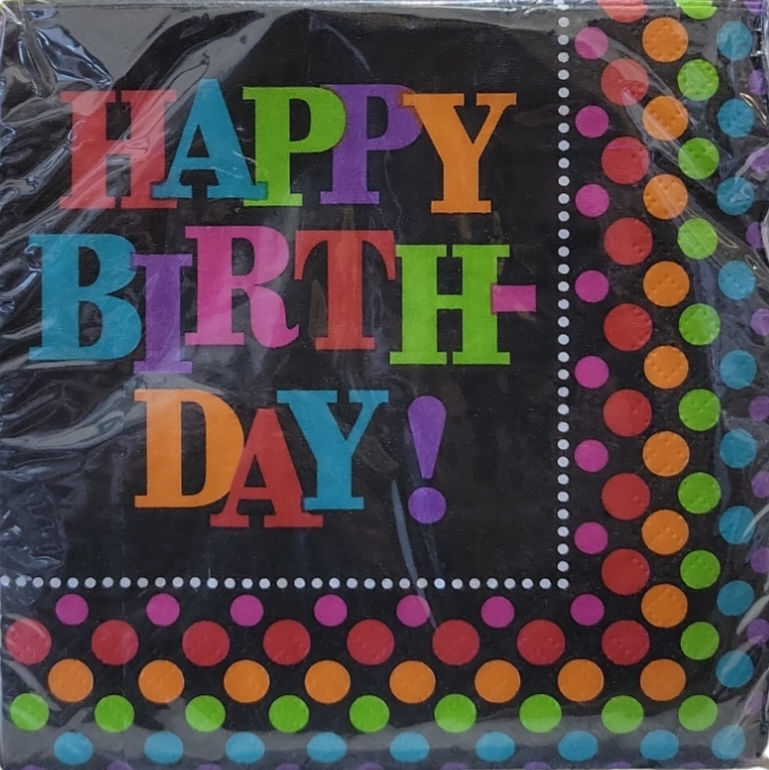 Party On Happy Birthday Beverage Napkins 16ct