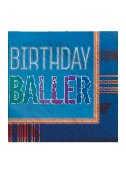 Birthday Baller Beverage Napkins 16ct