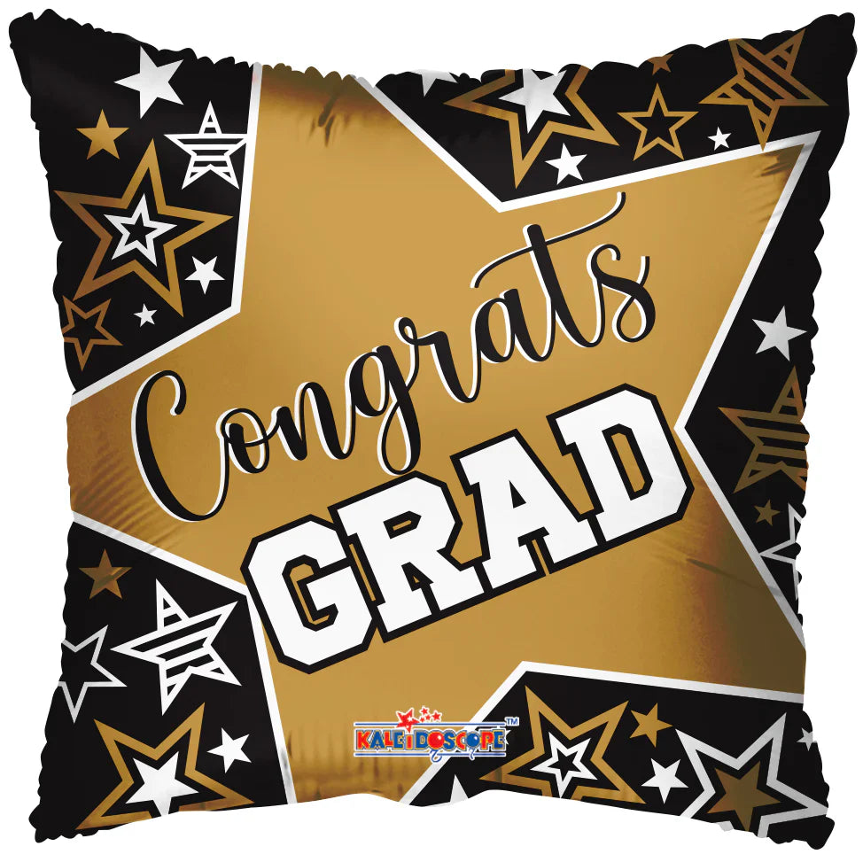 ConverUSA 18" Congrats Grad Big Gold Star Balloon-Flat