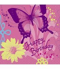 Butterfly Happy Birthday Beverage Napkin 16ct