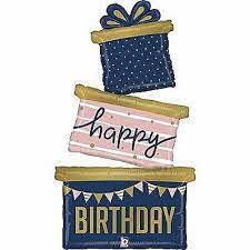 Betallic 51"Navy Birthday Gift Trio Foil Balloon