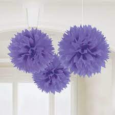 Purple Fluffy Decorations 3pc