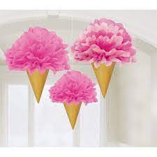 Fluffy Ice Cream Cone Decorations 3pc