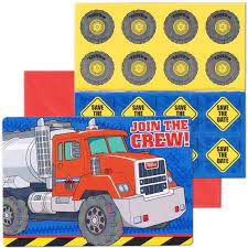 Tonka Construction Postcard Invitations 8ct