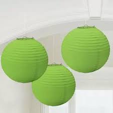 Round Green Paper Lanterns 3pc