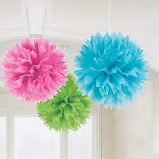 Multi-Color Fluffy Decorations 3pc