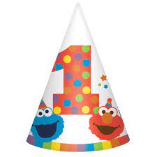 Elmo Turns One Cone Hats 8ct