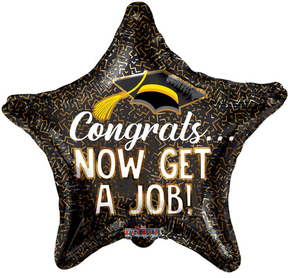 ConverUSA 18" Congrats Now Get a Job Star Balloon-Flat