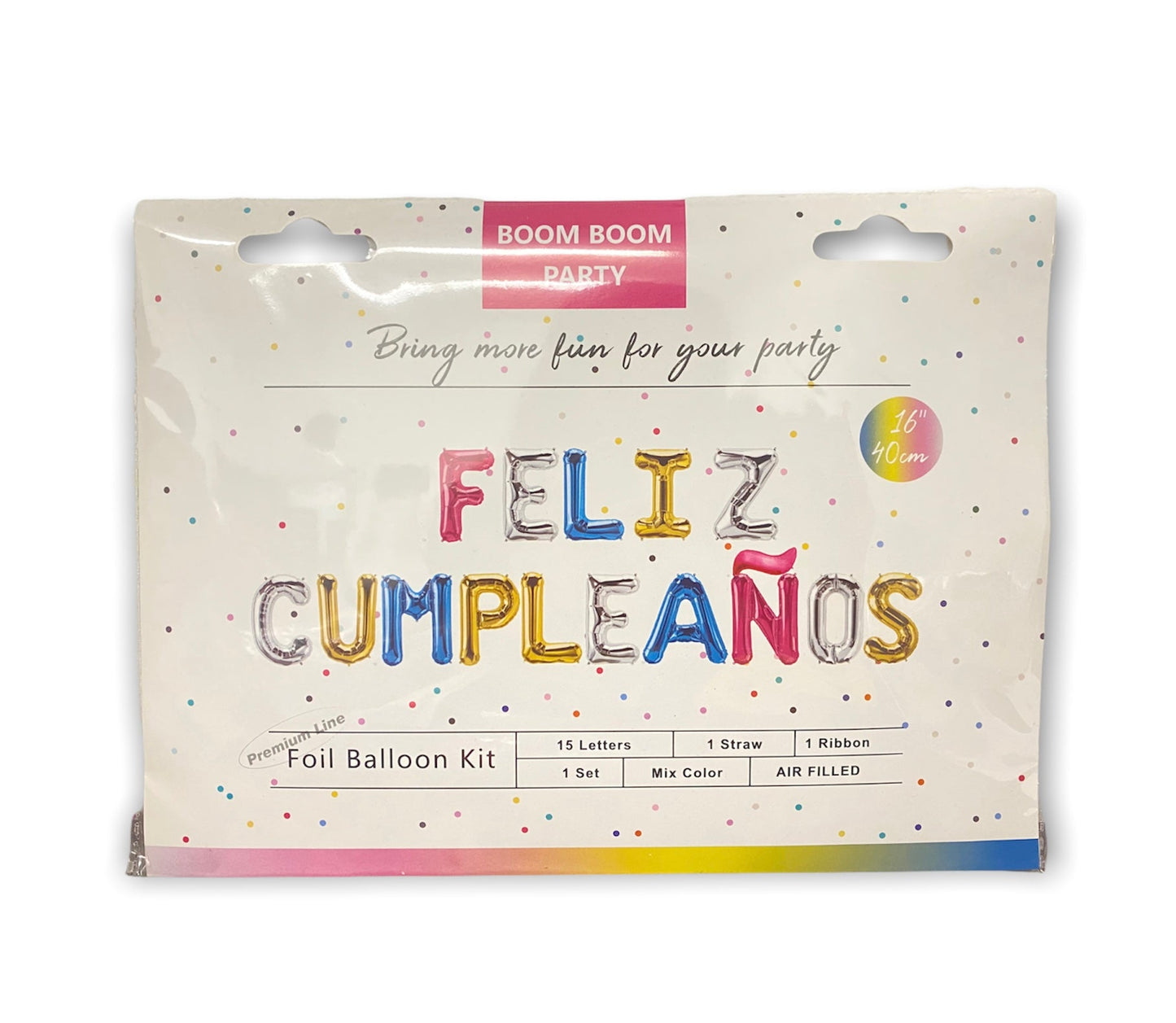 Feliz Cumpleanos 16" Mix Color Foil Balloon Banner