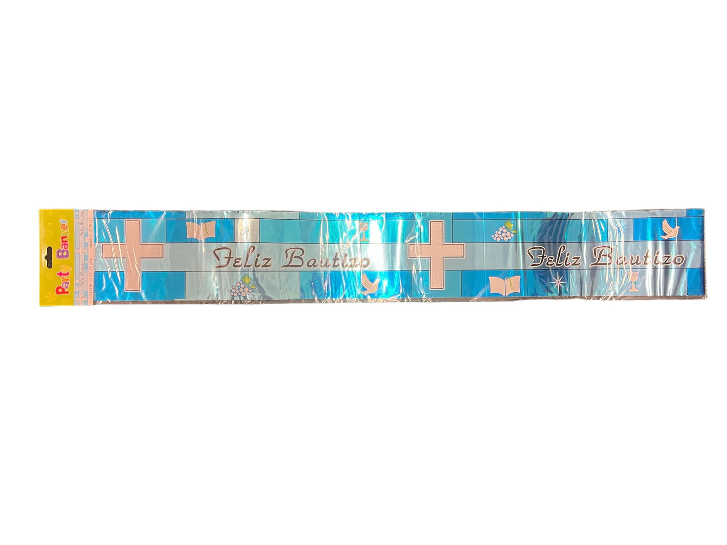 Feliz Bautizo Foil Banner Blue 12ft.