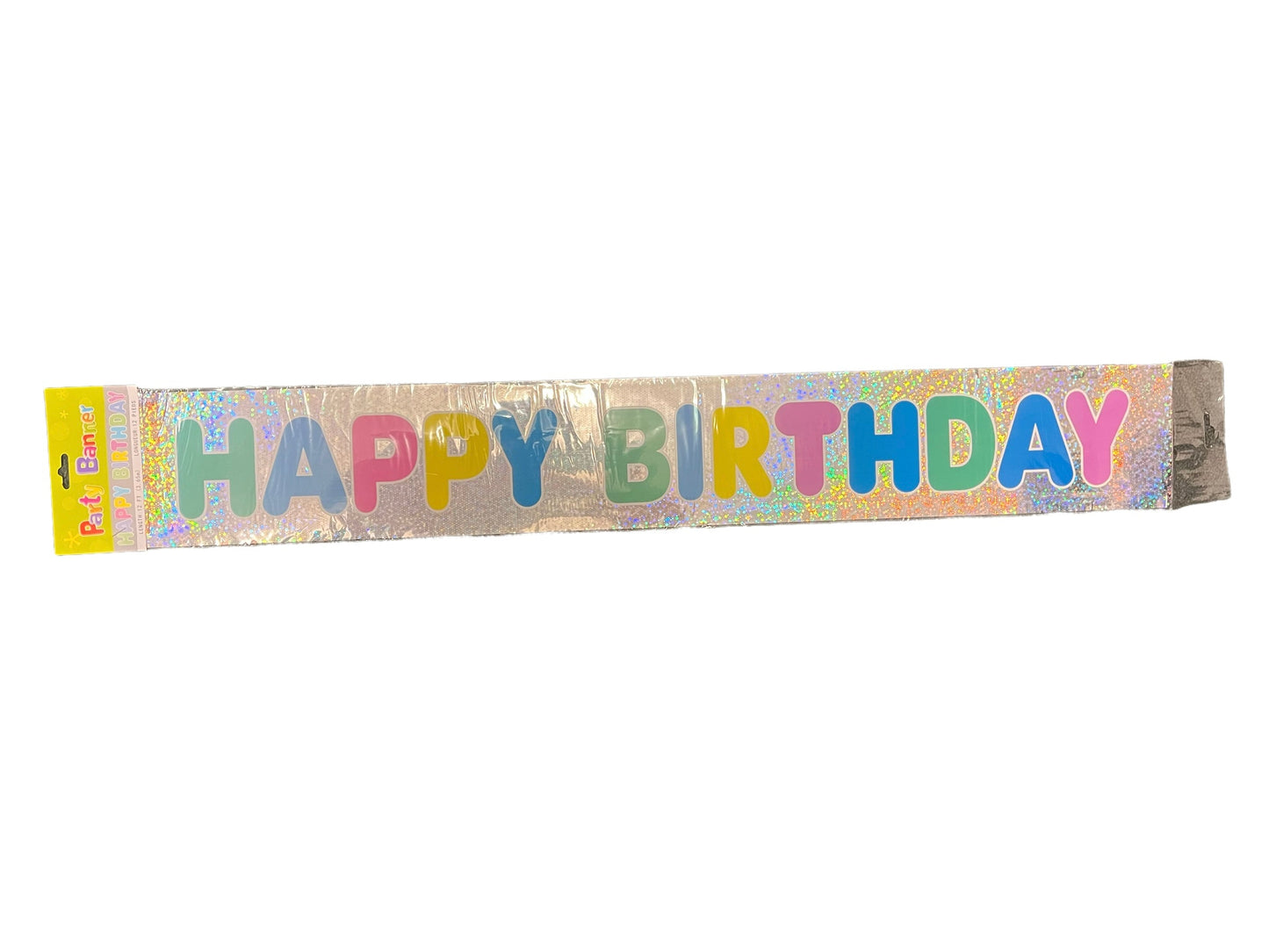 Happy Birthday Holographic Banner Rainbow Letters 12ft.